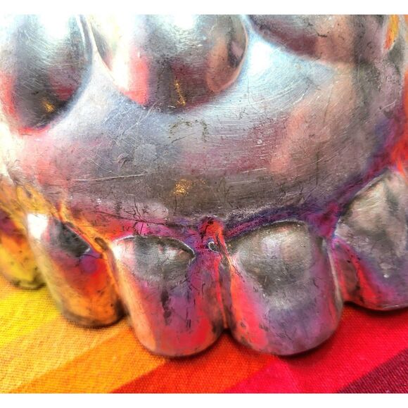 Vintage MCM German Fleur De Lis Aluminum European Cake Bread Baking Mold Decor - Picture 7 of 9